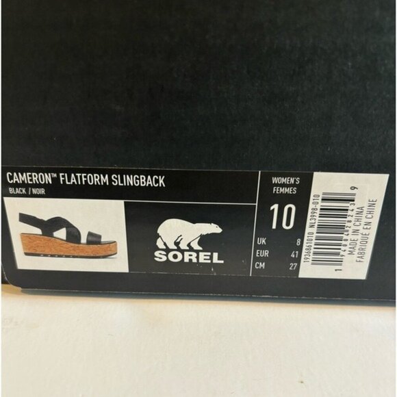 Sorel Women’s Cameron Flatform Slingback Black Cork Sole Sandal shoes Size 10 - Picture 13 of 13